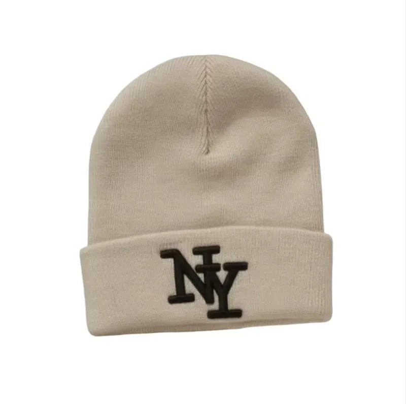 Embroidered Knit Polyester Wool Blend Beanie for Everyday Casual Streetwear Outdoor Winter Style