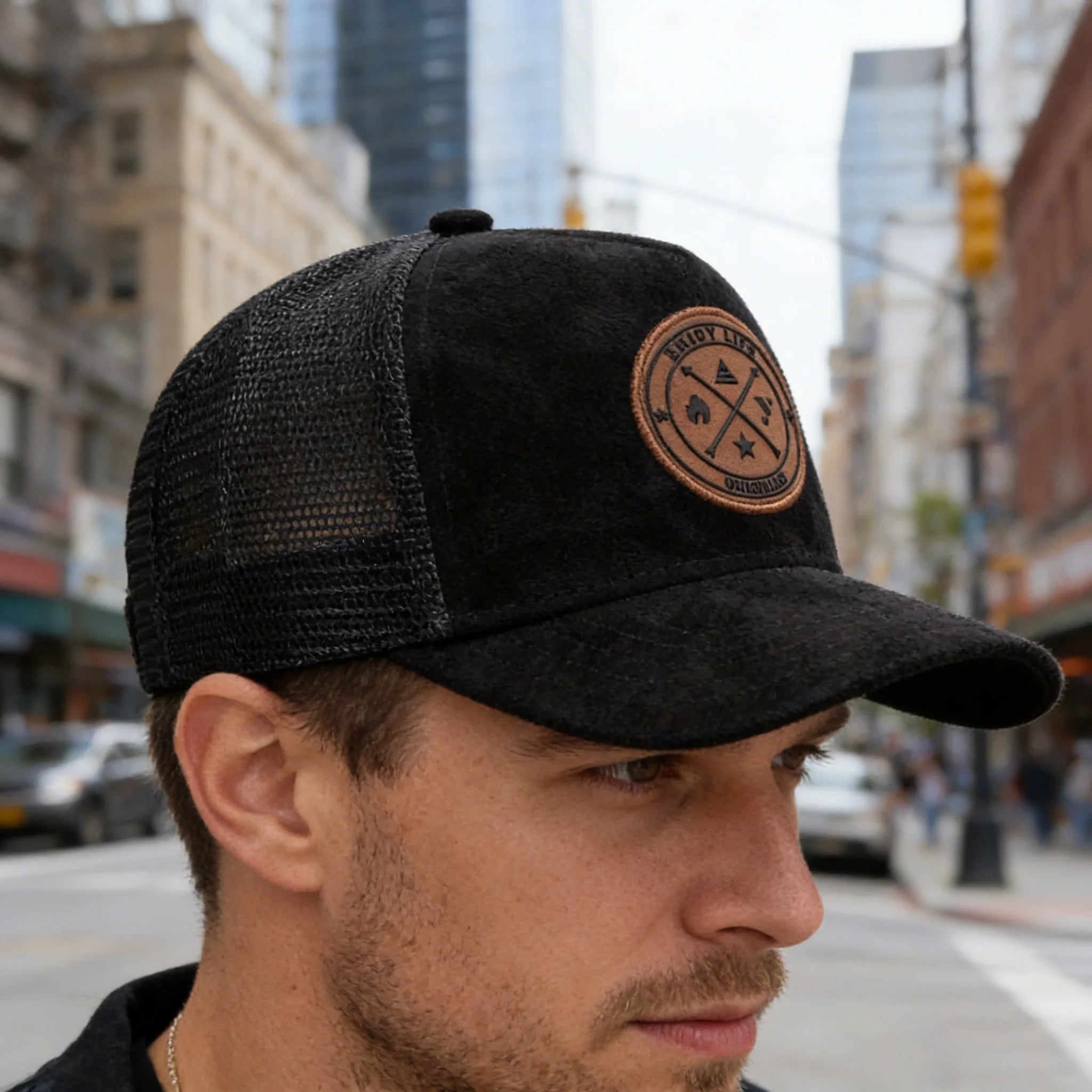 Vintage Mesh Trucker Cap with Woven Patch for Casual Streetwear Outdoor Everyday Style