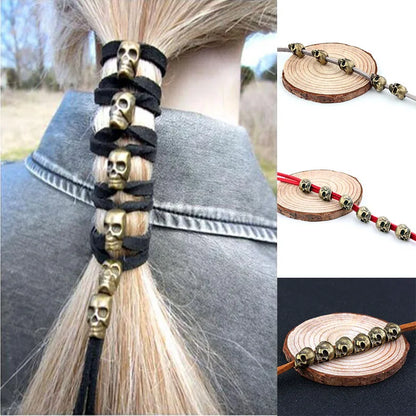Skull Hair Wrap Cord Punk Alternative Braided Hairstyle Statement Accessory