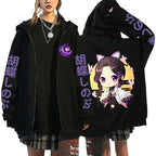 Anime-Inspired Kawaii Character Zip Hoodie with Manga Streetwear Design