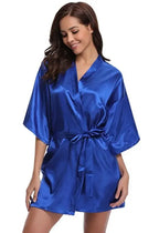 Classic Solid Satin-Finish Wrap Robe with Matching Tie Belt