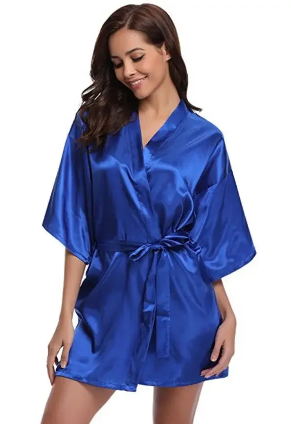 Classic Solid Satin-Finish Wrap Robe with Matching Tie Belt