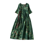 Floral Print A-Line Maxi Dress with Short Sleeves and Relaxed Fit