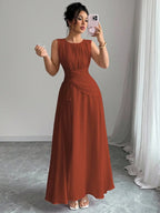 Sleeveless Chiffon Maxi Dress with Flowing A-Line Silhouette and Soft Drape