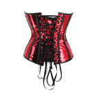 Iridescent Silver Holographic Overbust Corset with Front Busk and Ribbon Lace-Up Detailing