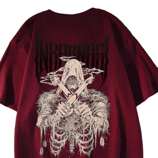 Vintage Skull Graphic Oversized Streetwear T-Shirt with Dark Illustrative Artwork