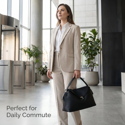 Soft Genuine Leather Bowling Shoulder Bag with Structured Luxury Everyday Design