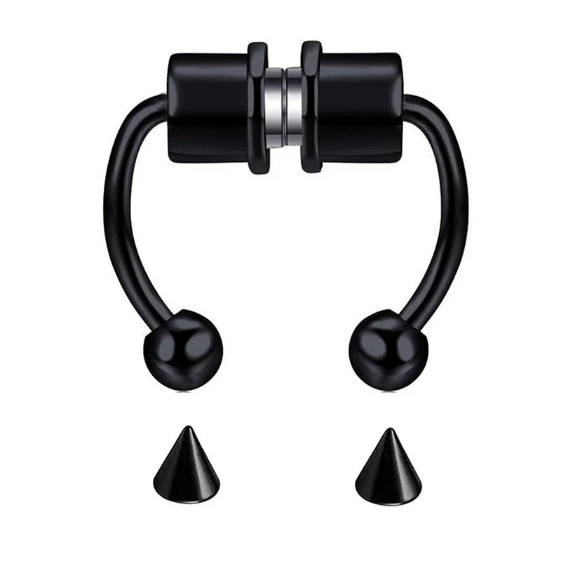 Magnetic Horseshoe Nose Ring for Alternative Punk and Gothic Styling