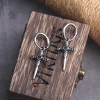 Sword Drop Hoop Earrings for Gothic Punk and Alternative Fashion