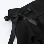 Tiered Lace Trim Bow Detail A-Line Gothic Inspired Mini Skirt