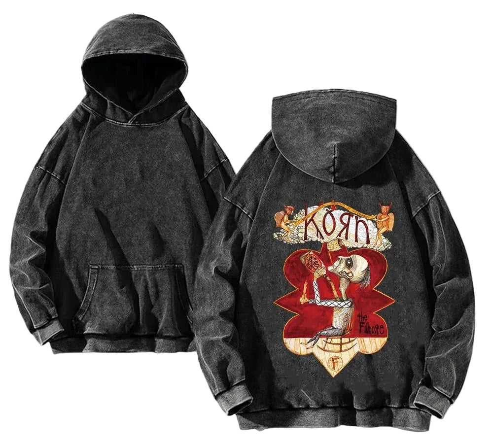 Vintage Anime Goth Hoodie With Oversized Graphic Streetwear Design