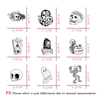 Ghostly Skull and Skeleton Enamel Pin Collection for Alternative Fashion
