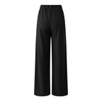 Women's Low Rise Loose Palazzo Pants with Pleated Front and Pocket Casual Streetwear Style