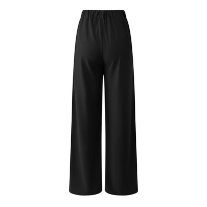 Women's Low Rise Loose Palazzo Pants with Pleated Front and Pocket Casual Streetwear Style