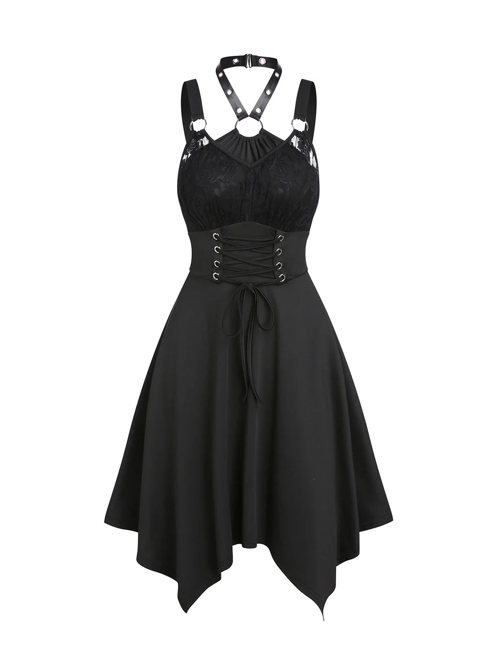 Gothic Kawaii Asymmetrical Dress with Alternative Harajuku Streetwear Aesthetic