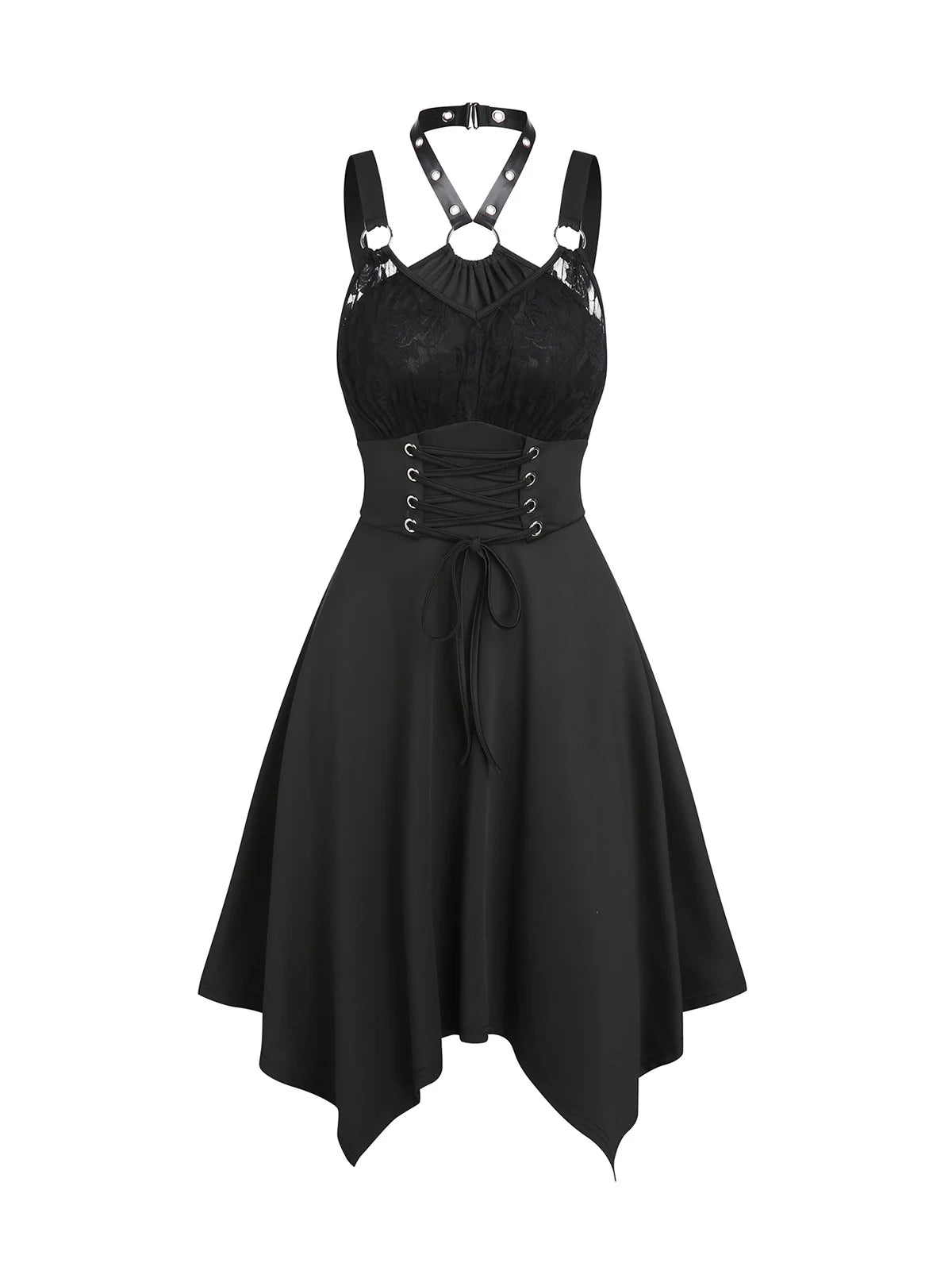 Gothic Kawaii Asymmetrical Dress with Alternative Harajuku Streetwear Aesthetic