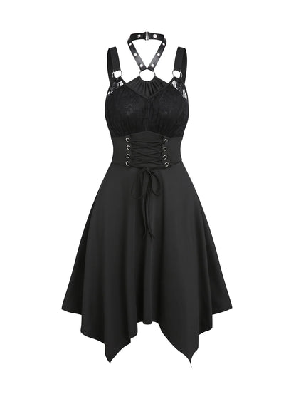Gothic Kawaii Asymmetrical Dress with Alternative Harajuku Streetwear Aesthetic