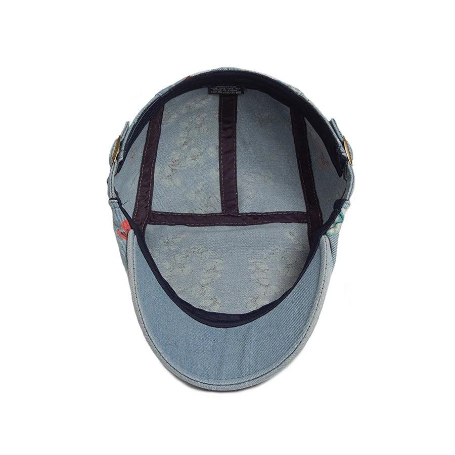 Vintage Floral Cotton Flat Cap for Casual Everyday Outdoor Heritage Fashion Style