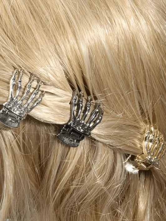 Skeleton Hand Hair Claw Clip Gothic Punk Statement Hairstyle Accessory