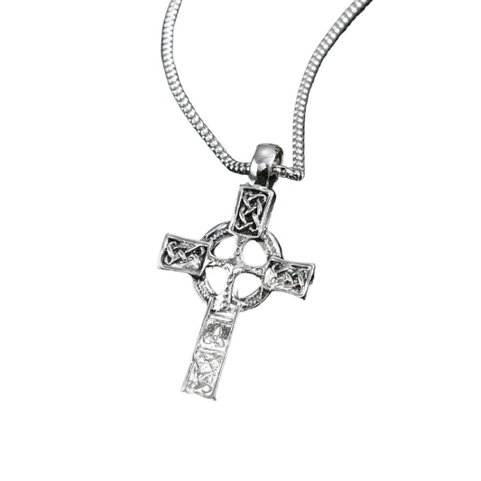 Vintage Gothic Celtic Cross Pendant Necklace with Intricate Alternative Symbolic Detailing