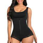 Classic Scoop Neck Smoothing Bodysuit with Delicate Lace Trim