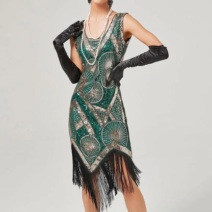 Gothic Sequin Fringe Dress for Elegant Alternative Fashion