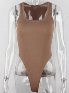 Halter Neck Sleeveless Bodycon Bodysuit for Gothic Clubwear and Festivals