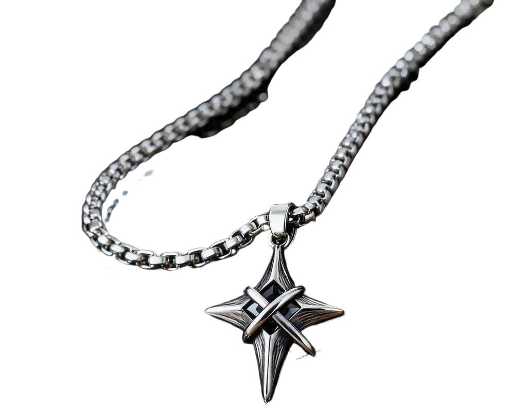 Star Cross Pendant Necklace Gothic Punk Alternative Statement Jewelry