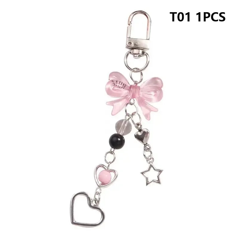 Y2K Charm Keychain with Bow Heart and Star Alternative Accessories