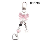 Y2K Charm Keychain with Bow Heart and Star Alternative Accessories