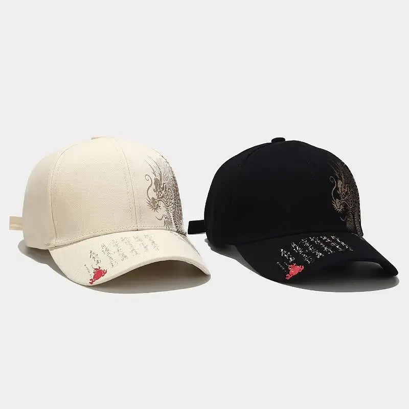 Dragon Inspired Embroidered Baseball Cap Adjustable Curved Brim Streetwear Fashion Hat