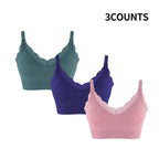 Wire-Free Seamless Nursing Bra with Delicate Scalloped Lace Trim