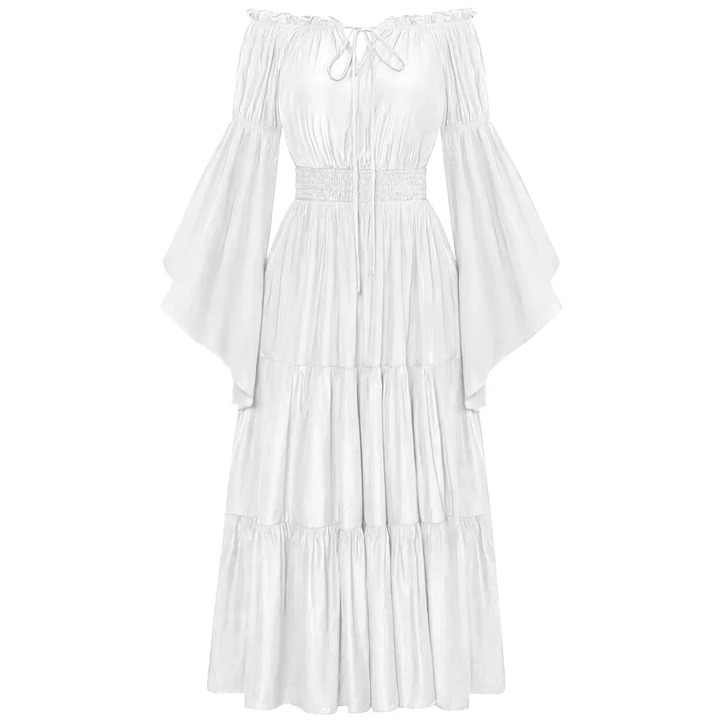 Flowing Gothic Maxi Dress with Layered Sleeves and Alternative Elegance