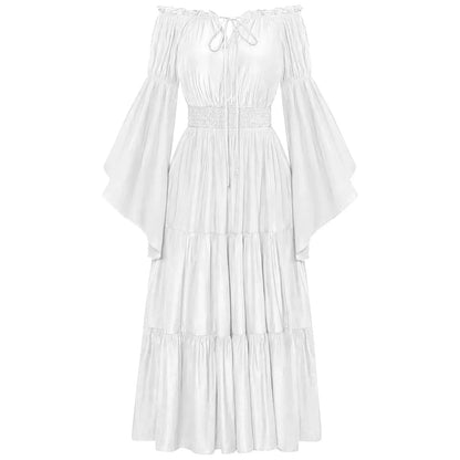 Flowing Gothic Maxi Dress with Layered Sleeves and Alternative Elegance