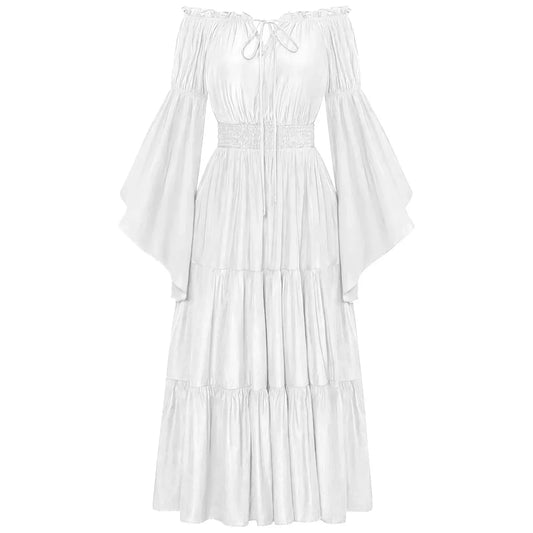 Flowing Gothic Maxi Dress with Layered Sleeves and Alternative Elegance