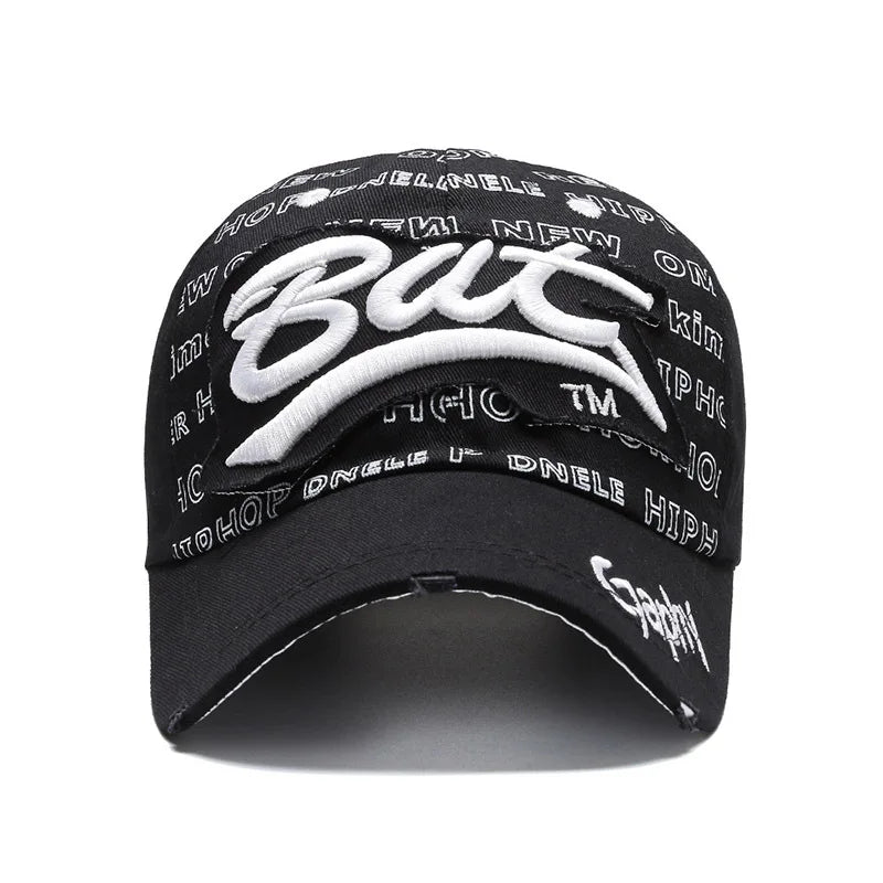 Typography Embroidered Baseball Cap Adjustable Curved Brim Urban Streetwear Fashion Hat