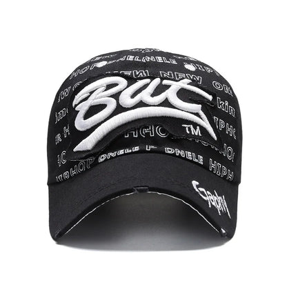 Typography Embroidered Baseball Cap Adjustable Curved Brim Urban Streetwear Fashion Hat