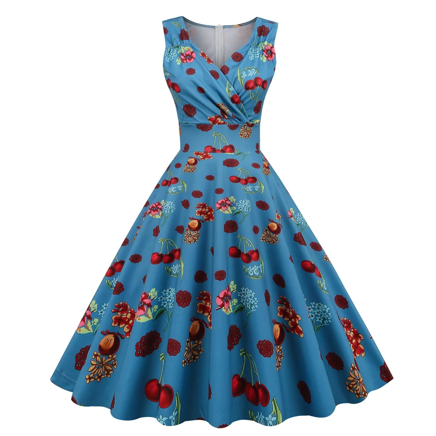 Vintage Floral Rockabilly Alternative Swing Midi Dress