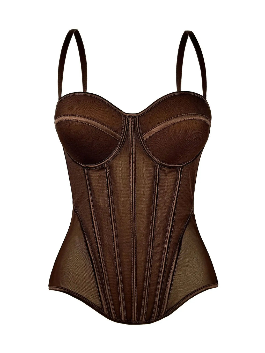 Structured Black Sweetheart Corset Top with Spaghetti Straps