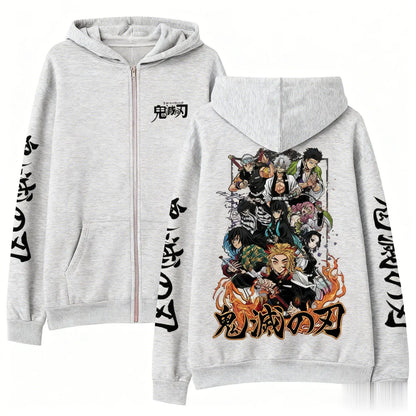 Adventure Streetwear Zip Hoodie with Dynamic Manga Artwork