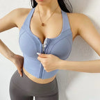 Mauve Criss-Cross Back Sports Bra with Keyhole Detail and Adjustable Band
