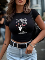 Graphic Print Crop Top with Slim Fit Casual Streetwear Style
