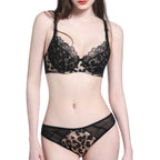 Bold Leopard Print and Black Lace Underwire Lingerie Set