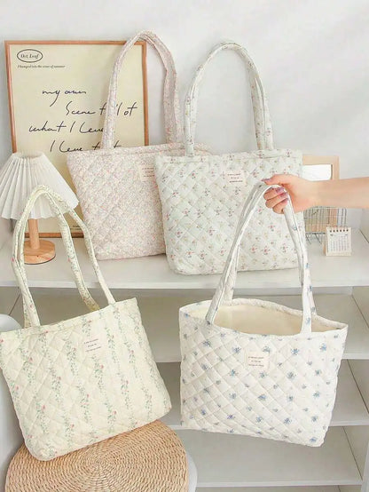 Large Capacity Floral Print Casual Tote Shoulder Bag for Everyday