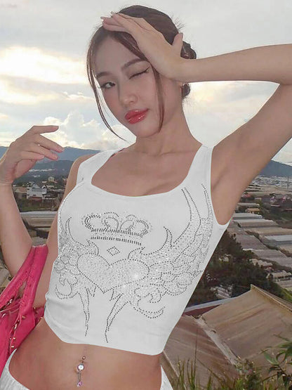 Women's Graphic Sleeveless Tank Top for Y2K Streetwear Casual Everyday Layered Fashion