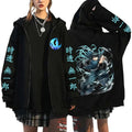 Mystic Warrior Zip Hoodie with Futuristic Manga Artwork