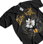 Goth Oversized Graphic Tee with Dark Creature Manga Artwork Design