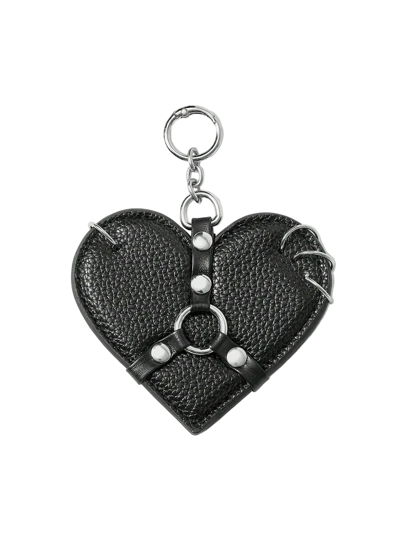 Studded Heart Keychain Charm for Gothic Punk and Alternative Accessories