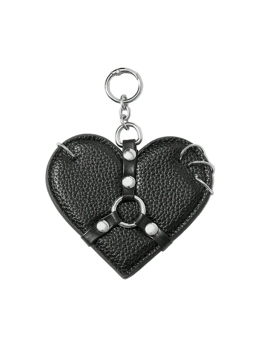 Studded Heart Keychain Charm for Gothic Punk and Alternative Accessories