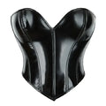 Sleek White Glossy Strapless Bustier with Deep Plunge Neckline